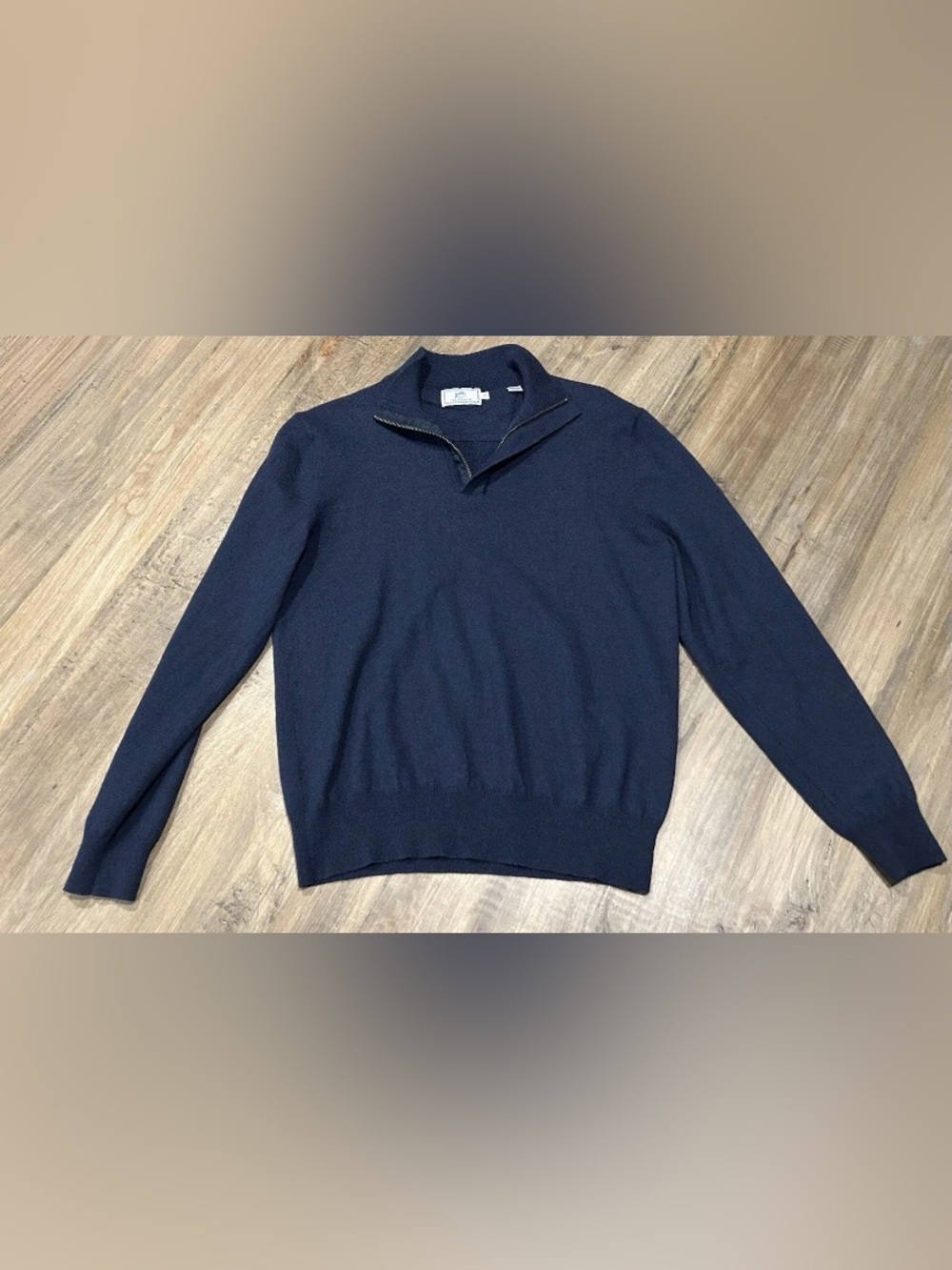 Southern Tide Sweater Men M Navy Merino Wool Blend Pullover Quarter Zip 1/4 Logo